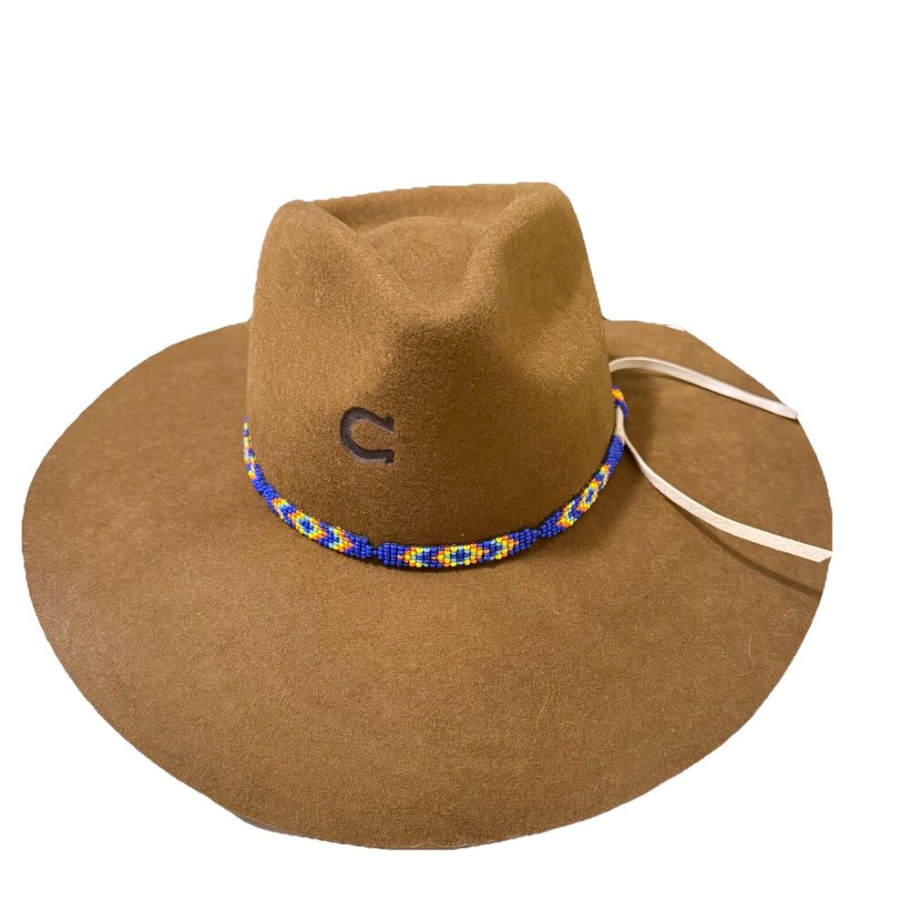 CHARLIE 1 HORSE Acorn BROWN Gypsy FELT Beaded Band COWGIRL Cowboy HAT size M